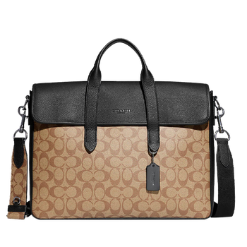 coach蔻驰 新款商务休闲男士单肩手提斜挎翻盖公文电脑包 c9873棕色