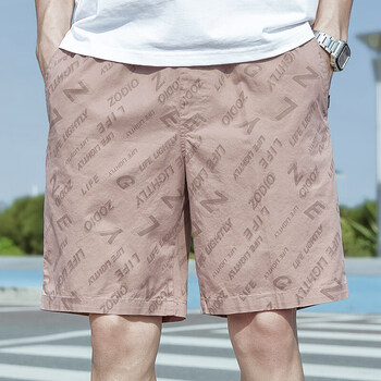 (yqk)夏季薄款纯·棉沙滩裤分中裤外穿居家宽松休闲短裤男士五分裤