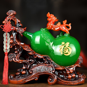 礼亿源 葫芦貔貅摆件送朋友新店铺开业礼品乔迁搬家礼物五帝钱雕金