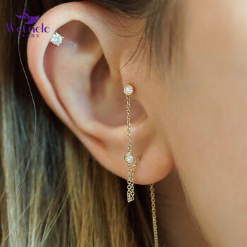 jotc泡泡钻石耳线女彩金单钻长款耳环耳钉时尚耳饰品送女友送老婆生日