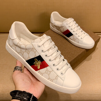 卡古驰欧洲站小蜜蜂轻奢男鞋刺绣酷奇小白鞋韩版百搭休闲板鞋运动鞋