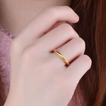 南汇恒安戒指古法传承戒子简约女士素金素圈光面磨砂戒指光面款6号