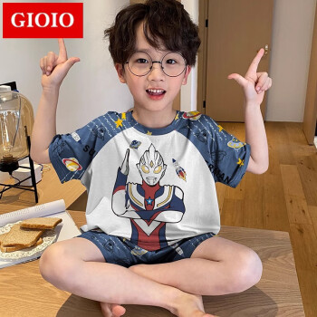 GIOIO2024新款男童睡衣夏季短袖裤薄款儿童小男孩青少年大童宝宝家居服 286 1码=14码