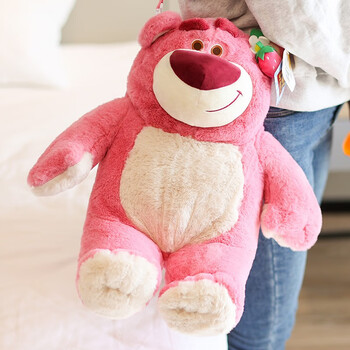 迪士尼草莓熊公仔小熊玩偶抱枕毛绒玩具女孩子520生日礼物40cm粉色软