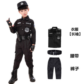 兒童警察裝備小特警衣服男孩玩具槍套裝交警黑貓警長演出服裝六一長袖