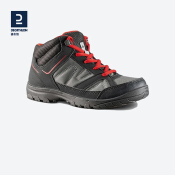 迪卡侬徒步运动青少年徒步鞋 quechua nh100 黑灰色 2554014 35码