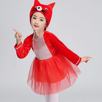 表演服幼儿园男孩女孩卡通动物装扮衣服新款小猫服儿童小花猫舞蹈衣服