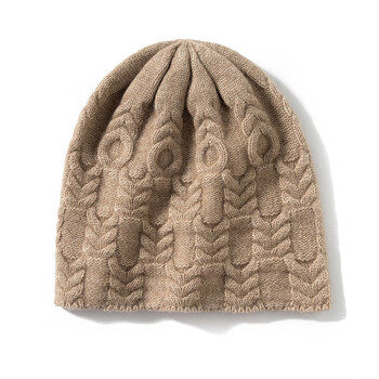 鄂尔多斯产官方店旗舰100纯羊绒帽子女意大利定制绞花帽秋冬季针织