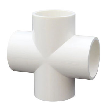 双财 shuangcai pvc水管平面四通接头20~63(4分~2寸)胶水连接塑料管件