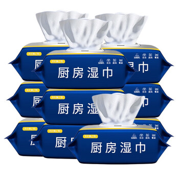 厨房专用湿巾厚实装家用强力去油去污一次性纸巾清洁油污抹布80抽包10