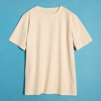 zgmr宽松版运动上衣女春夏新4色短袖圆领套头休闲百搭t恤衫米色均码