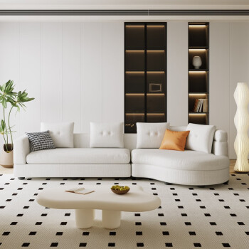 木几沙发客厅现代简约小户型棉麻布组合沙发四人位棉麻布家具8308 3.45米四人位沙发