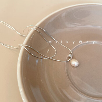 aiosc施华洛世奇milkyway珍珠吊坠双层叠戴蛇骨链s925