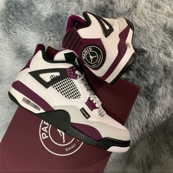 baj大巴黎白紫复古篮球鞋圣日耳曼联名运动鞋男女同款nike aj4大巴黎
