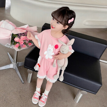 迪凡熊夏季婴儿衣服两岁小女孩夏装韩版卡通印花短袖女童两件套儿童