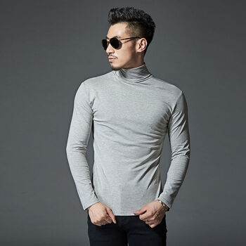 半高领长袖t恤男高品质高领打底衫男春秋新款韩版潮流修身长袖恤男款