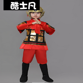 盔甲古装将军古装汉服演出儿童成人古代将军盔甲红色铠甲岳飞花木兰
