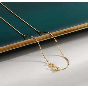 18k黄金项链女款锁骨链au750细款k金素链蛇骨o字毛衣单链送礼物 蛇骨