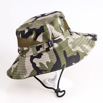 儿童太阳帽男孩儿童迷彩帽子军帽男童夏季军训户外防晒渔夫帽亲子款大