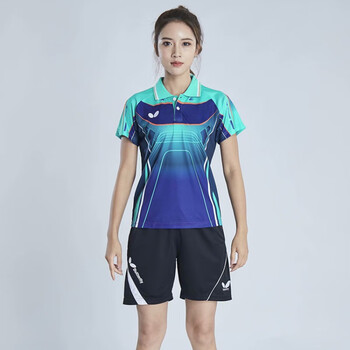 夏季蝴·蝶牌乒乓球服男翻领短袖女款套装国家队训练运动上衣可印字