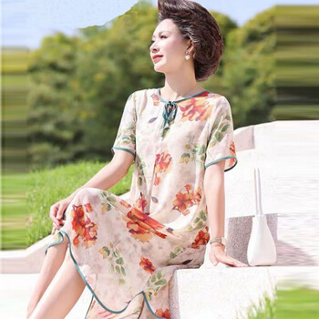 浪莎真丝连衣裙桑蚕丝清仓正品大码女装杭州剪标重磅100裙子撤柜花色