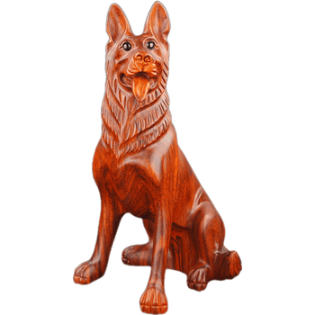 匠俯宅东阳木雕红木工艺品十二生肖实木狗动物家居木头狗木狼狗摆件