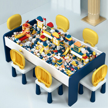 积木桌三岁男孩积木桌子儿童多功能大号宝宝拼装力玩具桌官网80大小