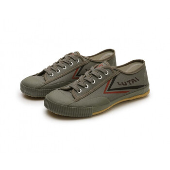 鞋武术鞋儿童训练专用男软底练功鞋太极帆布鞋练武鞋大波纹鞋军绿色33