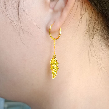 老凤凰黄金耳环9999足金女款耳坠耳饰结婚首饰素金饰品真金子长显大