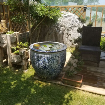 景德镇陶瓷鱼缸古法养鱼碗莲荷花盆缸门海青花瓷仿古水缸庭院室外