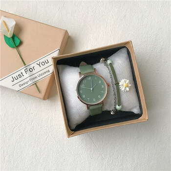 小米星小绿色表盘手表时尚女表简约气质大气初中高中学生小清新防水