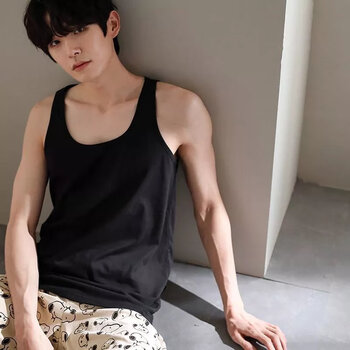 吊带家居服无袖短裤男士凉感型套装男款背心短裤套装2xl建议146165斤