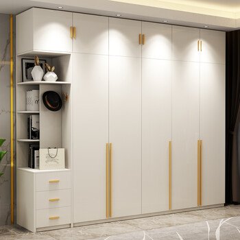 如爵 多层板衣柜现代简约组装收纳卧室柜子轻奢家用经济型组装大衣橱