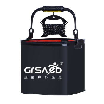 臻佑（Grsaed）打水桶钓鱼桶加厚便携带网盖手绳eva折叠多功能户外活鱼桶24cm