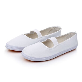 球鞋白篮网男女帆布鞋学校小白鞋表演白鞋学生鞋舞 白方口款码号标准