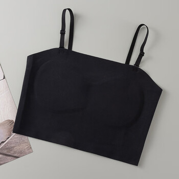 束胸内衣女大胸显小les帅t防震运动学生抹胸裹胸背心吊带塑胸无痕黑色