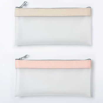 小学生高颜值简约透明笔袋ins日韩系大容量防水男女中铅笔文具袋米