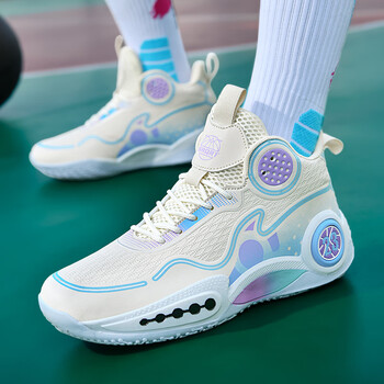 kuny青年高帮篮球鞋男女皮面防水学生球鞋大码防滑耐磨减震运动鞋子男