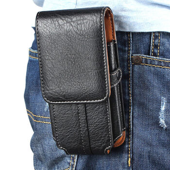 2英寸适用华为mate20pro手机皮包登山野外腰包穿皮带挂包男干活 黑色