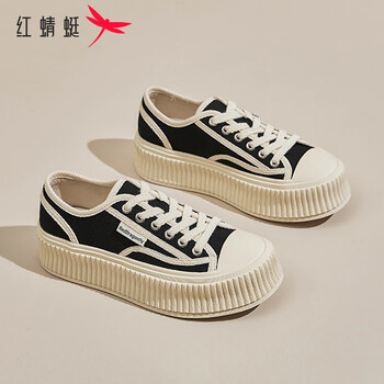 红蜻蜓帆布鞋女夏季厚底增高软底不累脚板鞋女新款2024百搭ins潮鞋