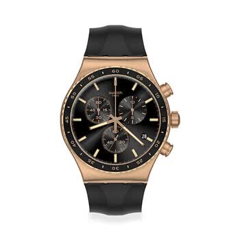 斯沃琪swatch瑞士手表男女手表金属优雅黑金石英腕表优雅黑金yvg410