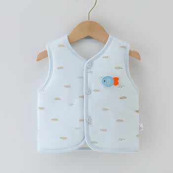 迪士尼disney婴儿马甲秋冬款夹棉儿童保暖背心棉质新生幼儿宝宝秒小鱼