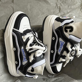 闪咖秋季美拉德美式街头风拼色运动鞋子男情侣小众设计感厚底面包鞋女