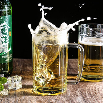 霸蓝带把玻璃杯家用杯子水杯带手柄大容量扎啤杯果汁杯把手茶杯牛奶杯