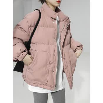 珂纷初中生棉服女1416的岁可爱糖果粉色短款棉服女冬季韩版宽松豆沙粉