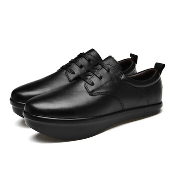 蕉京负跟鞋k型男腰椎鞋形体驼背训练倒走鞋前高低皮鞋 黑色 37