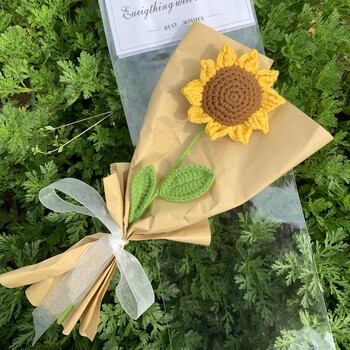 手工diy编织钩针毛线向日葵花束成品个性创意送女朋友情人节礼物兴班