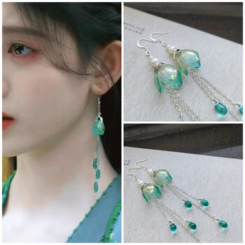 佩瑄仙剑四花间令韩菱纱鞠婧祎同款耳环配饰古风绿色汉服搭配耳坠耳饰