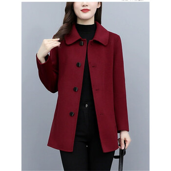 aignesa羊绒毛呢大衣女短款装春秋冬季2023年新款加厚小个子休闲呢子