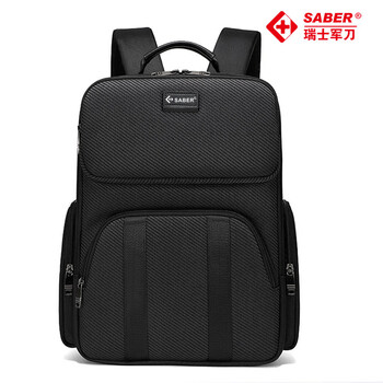 SABER2025瑞士军刀包SA2533新款跨境男商务防泼水电脑休闲通勤大容量包 黑色